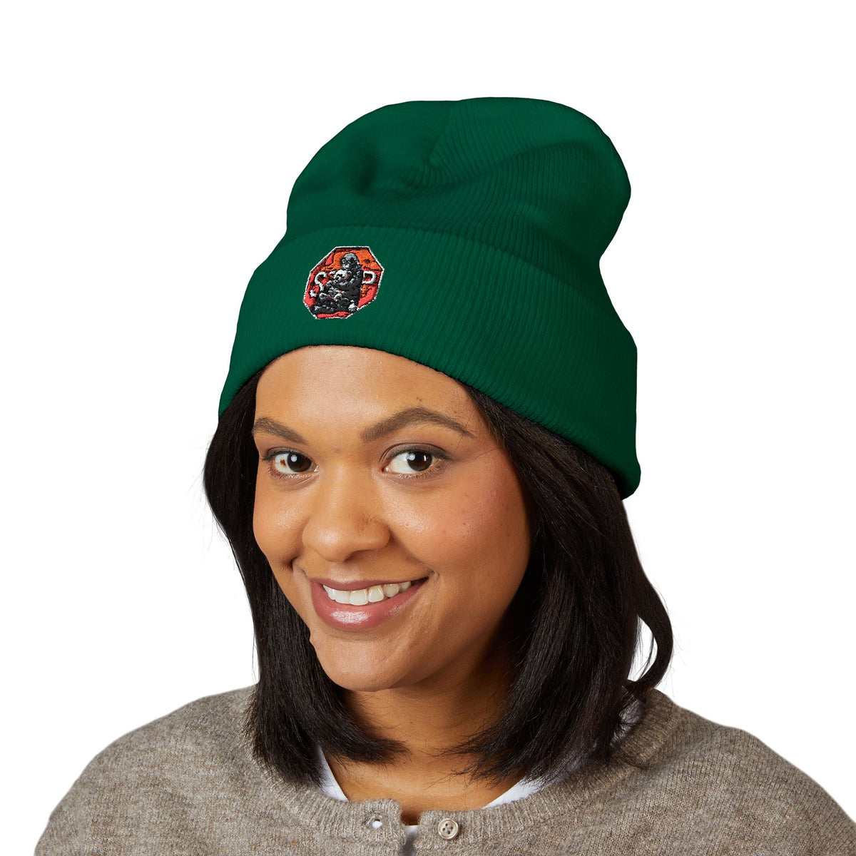 Embroidered Daruma Cuffed Beanie — Stop The Genocide Beenie Hat