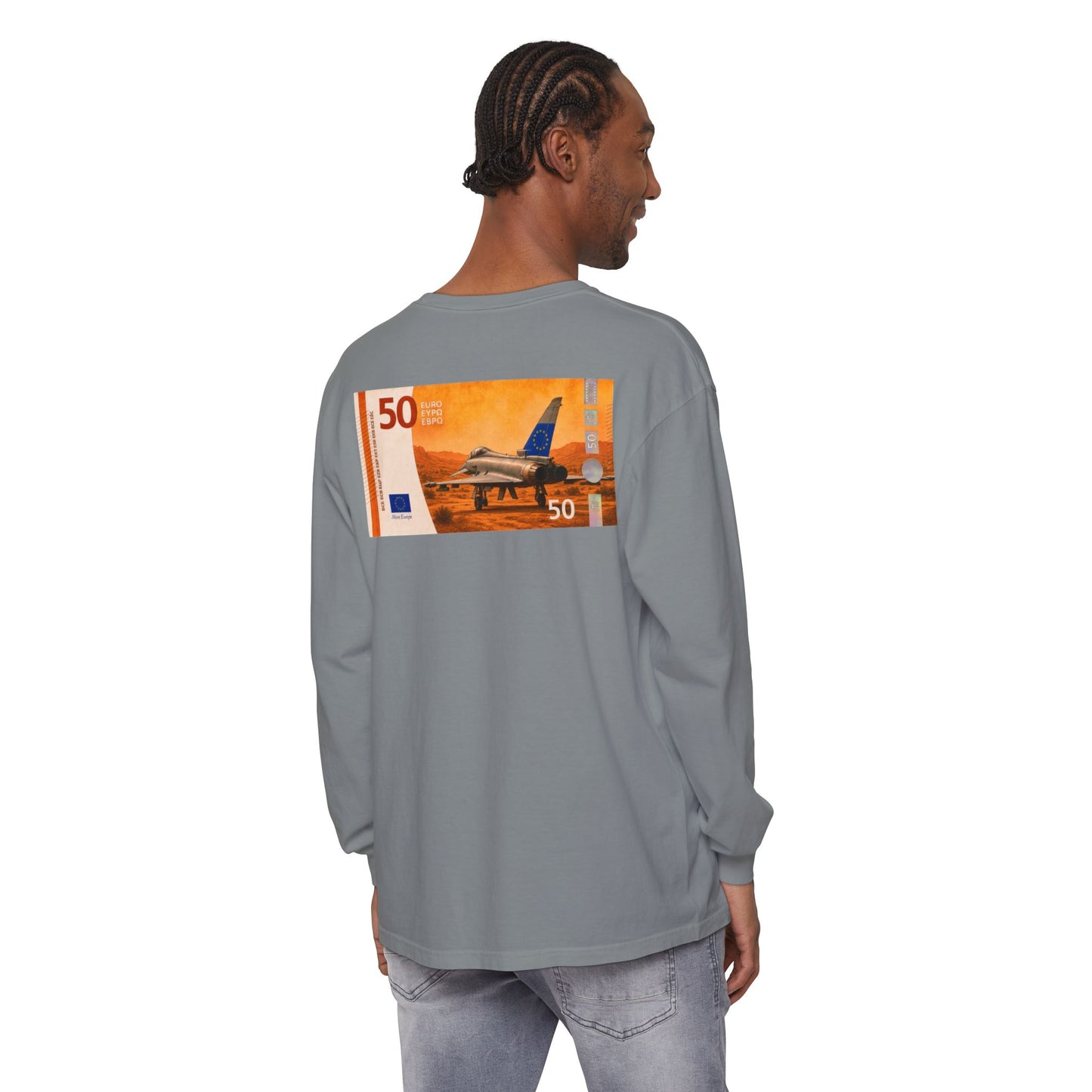 Long Sleeve Tee — More Europe 50euros Back Print