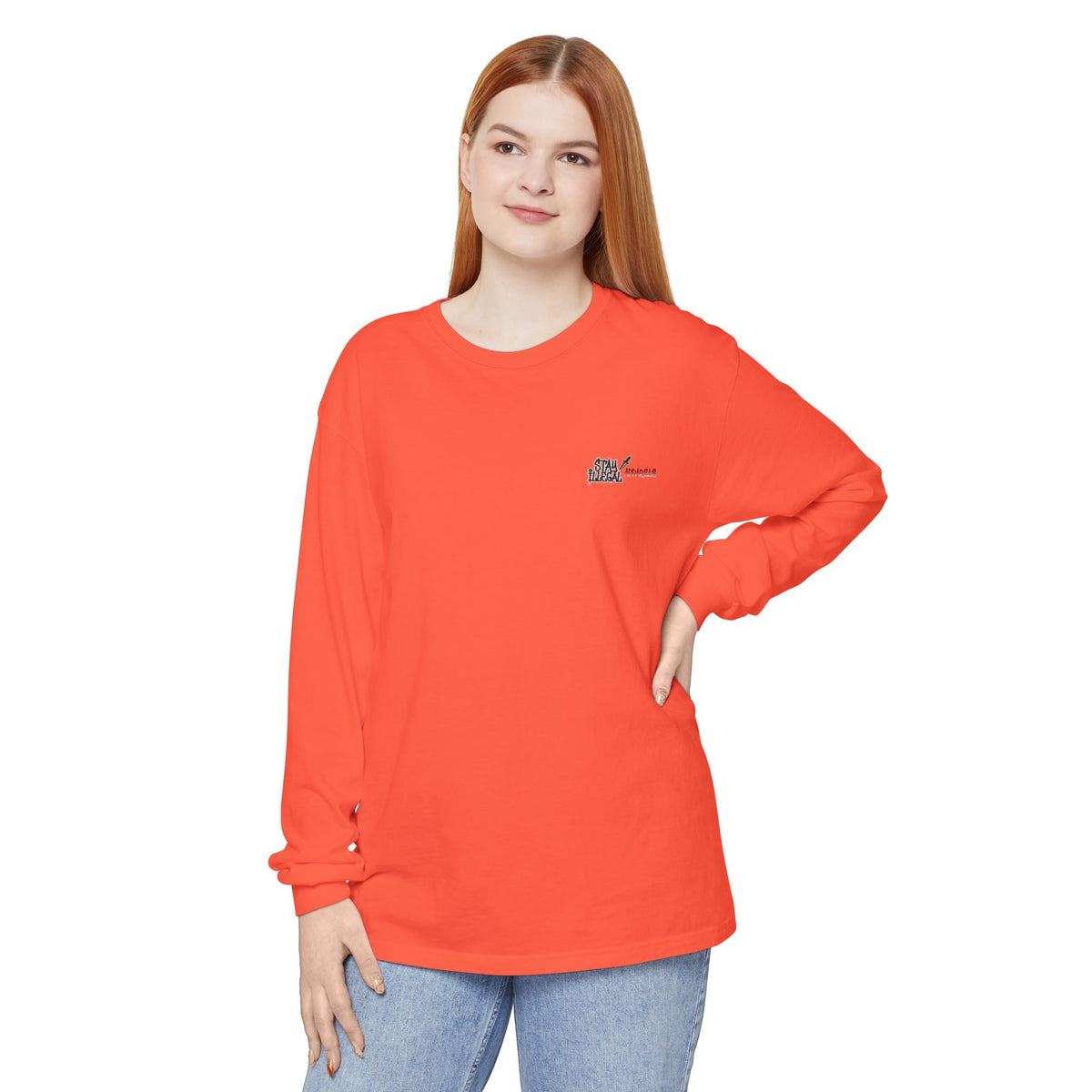 Back Print Long Sleeve T‑Shirt — Stay Illegal Skull/F