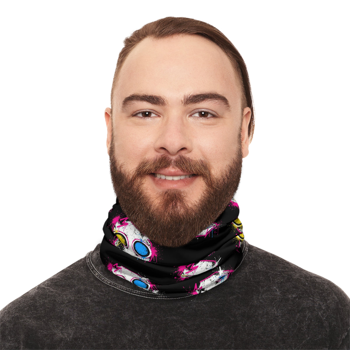 Lightweight Graffiti Neck Gaiter - Neon Face 5