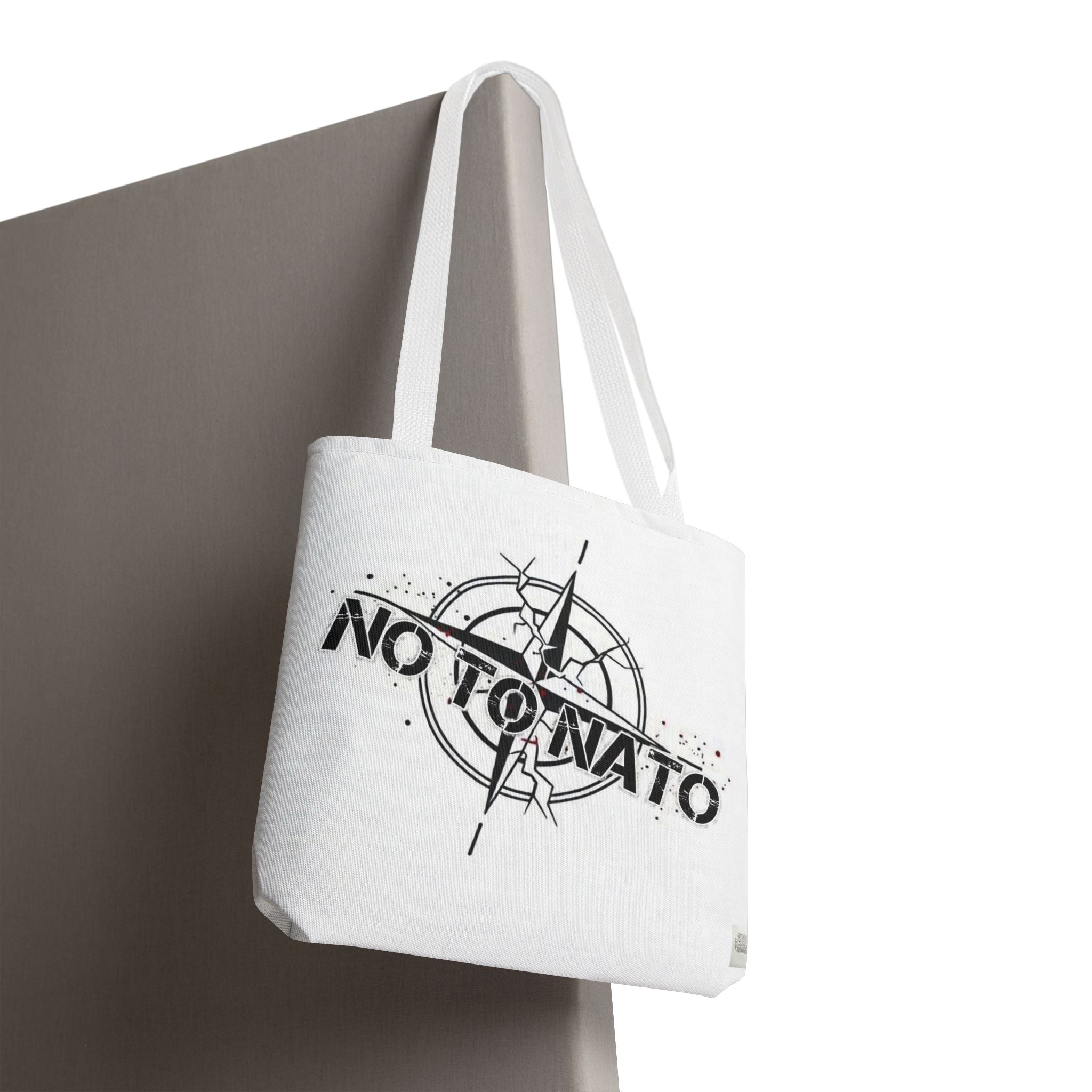 NO TO NATO White Tote Bag — Anti-NATO English/Russian