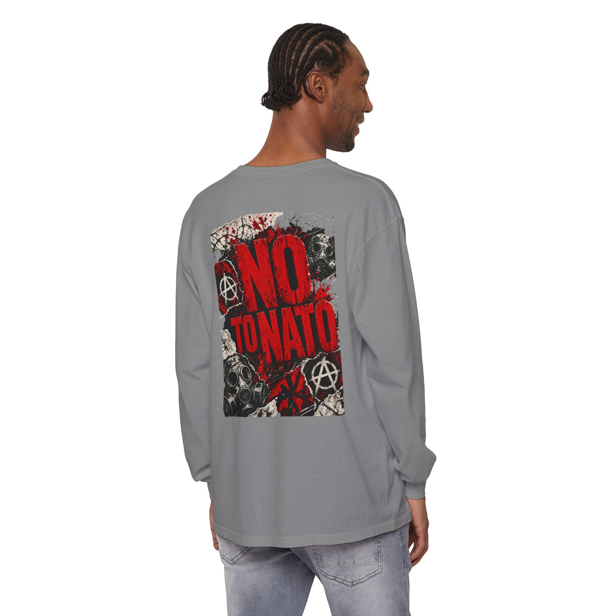 Protest Long Sleeve T‑Shirt — No To NATO Anarchist
