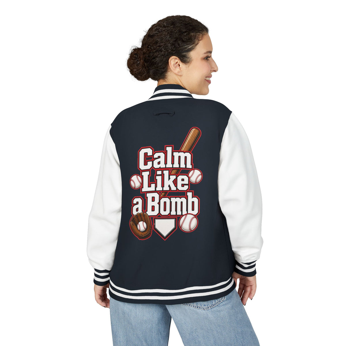 Stay Illegal Varsity Bomber Jacket - Calm Like a Bomb 00 (Plain-Sleeve)
