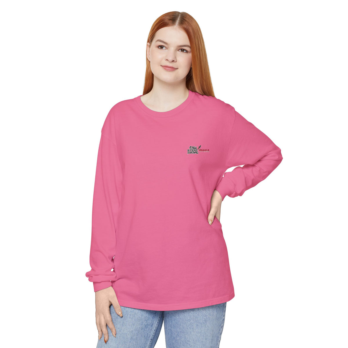 Back Print Long Sleeve T‑Shirt — Stay Illegal Skull/E