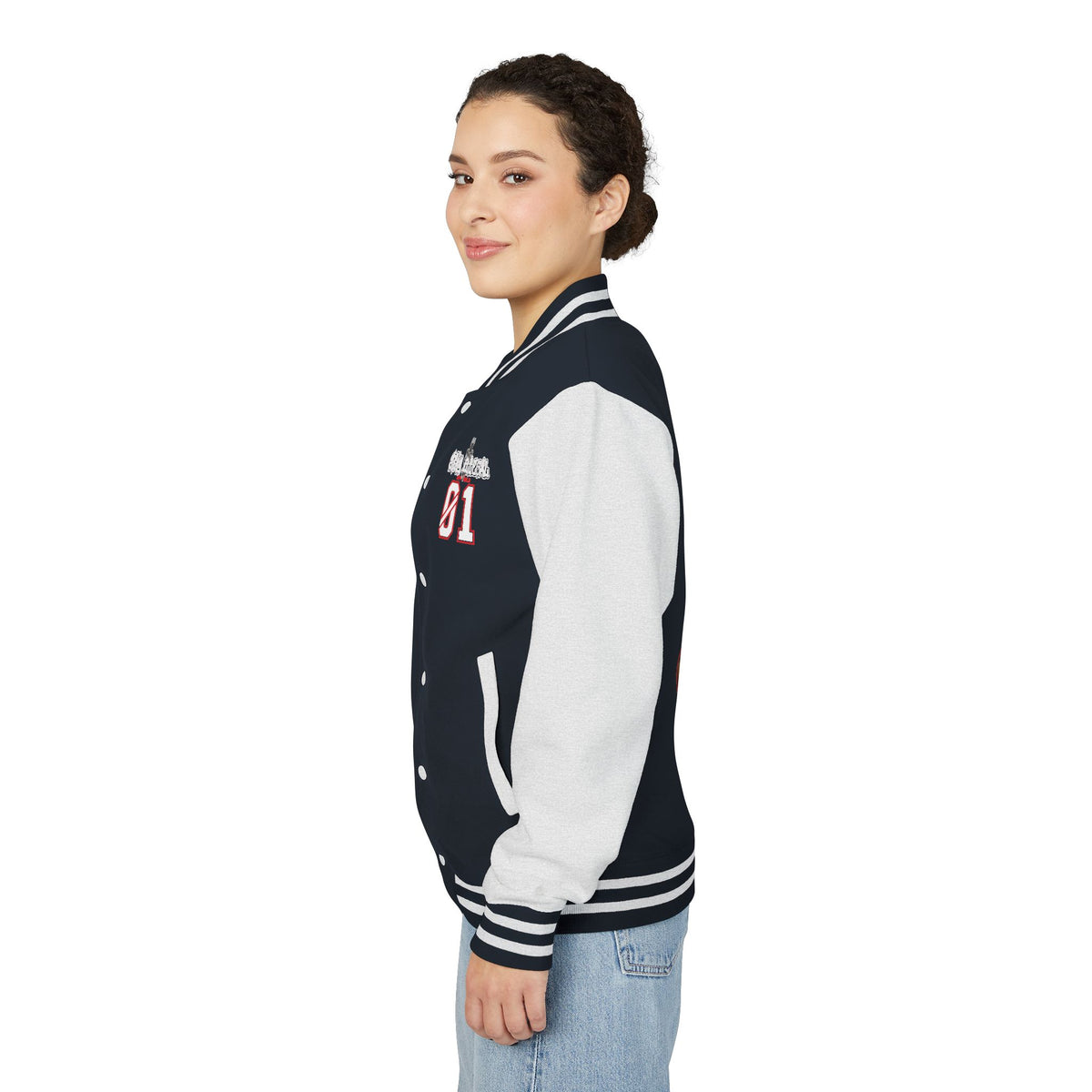 Stay Illegal Varsity Bomber Jacket - Calm Like a Bomb 01 (No To NATO Graphic)