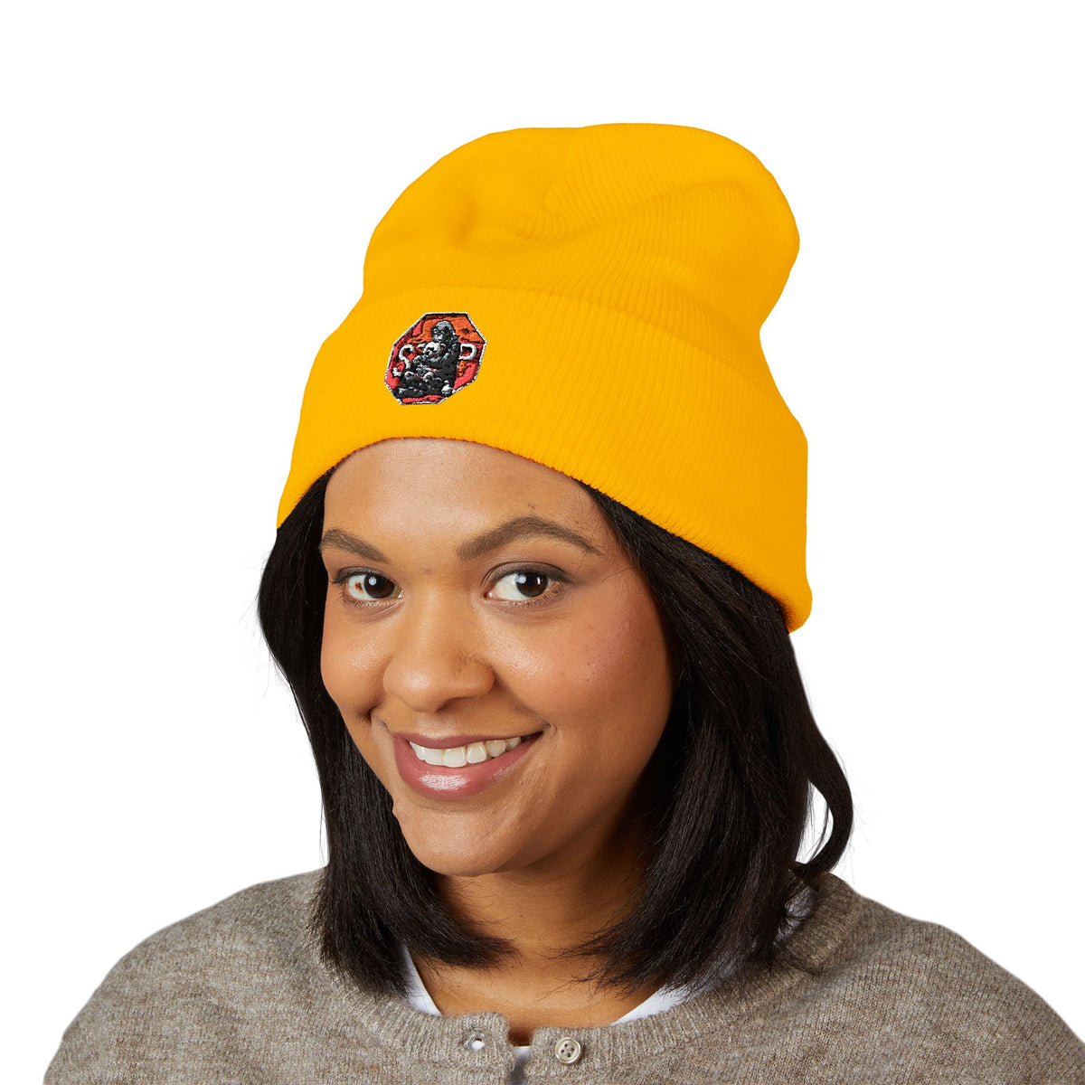 Embroidered Daruma Cuffed Beanie — Stop The Genocide Beenie Hat