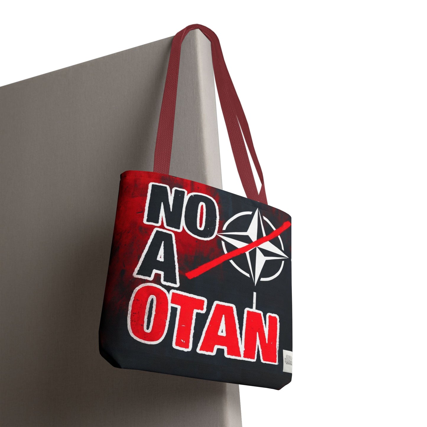 Bolso tote NO A OTAN negro/rojo — Anti-OTAN español/europeo