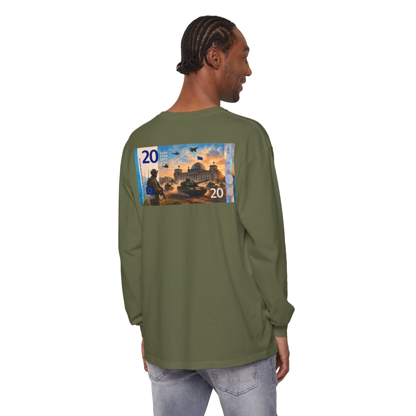 Long Sleeve Tee — More Europe 20euros Back Print