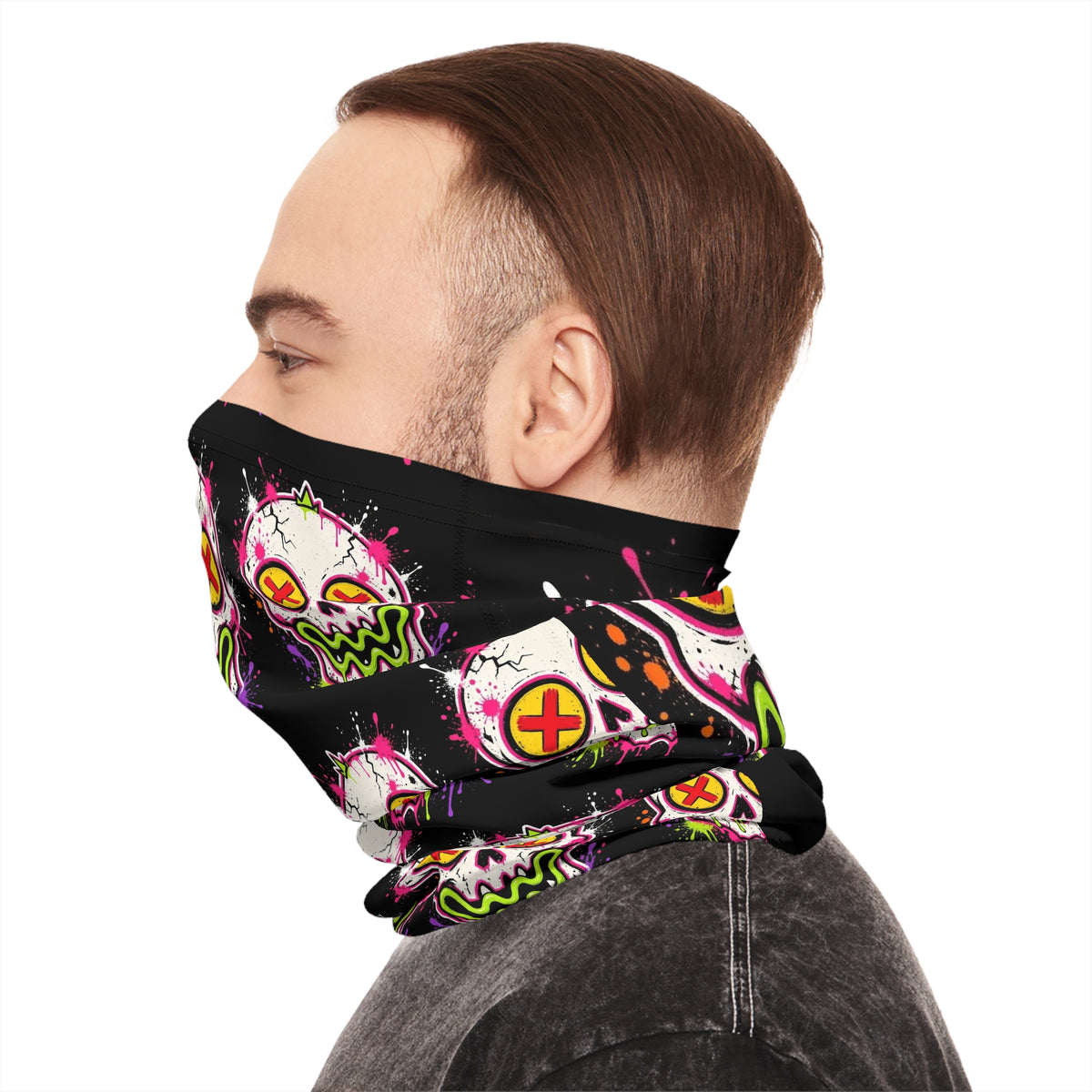 Lightweight Graffiti Neck Gaiter - Neon Face 3