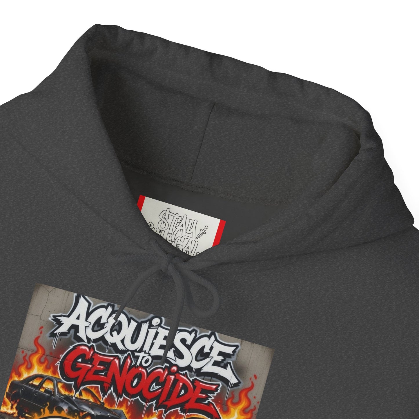 Stay Illegal Graffiti Hoodie - Acquiesce To Genocide