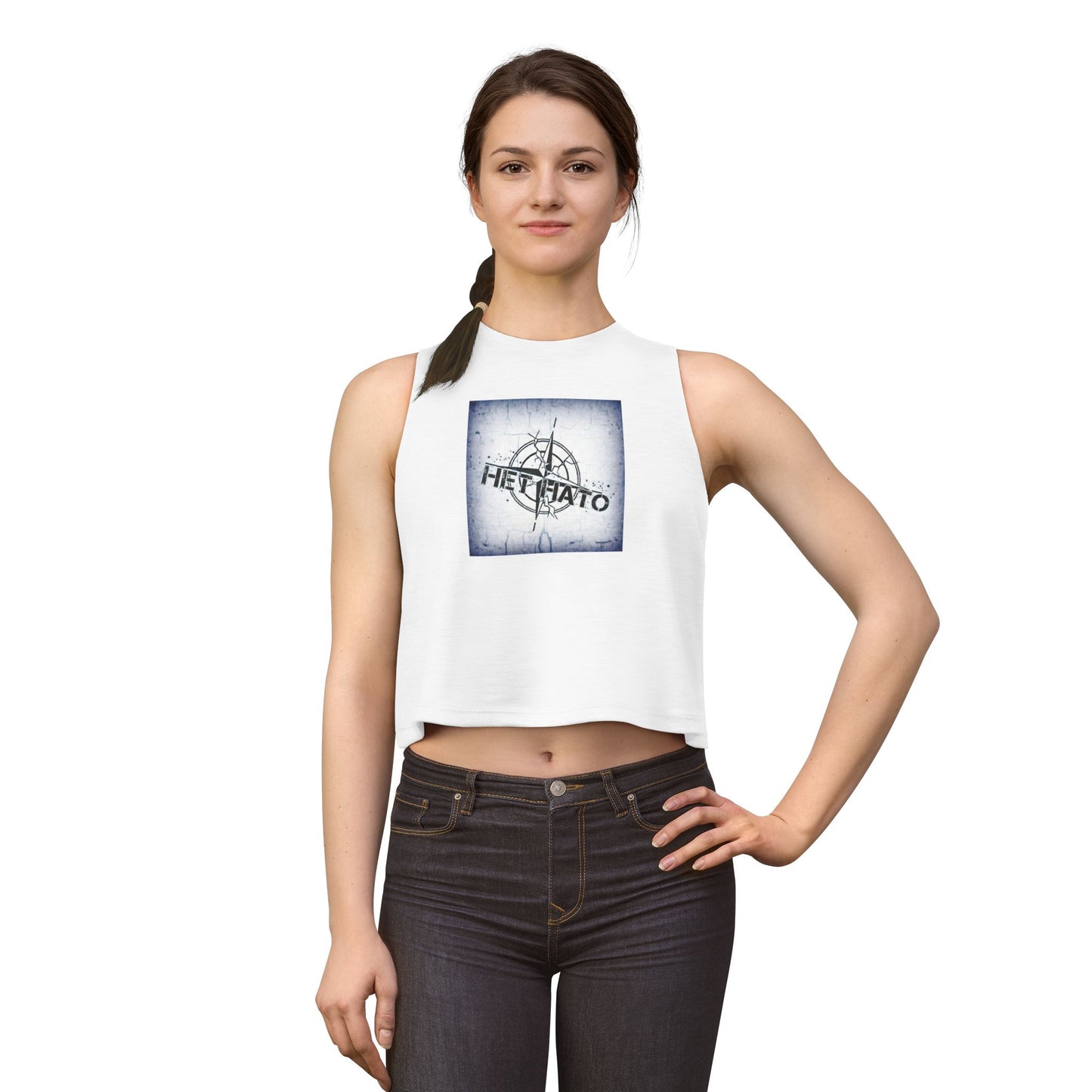 Crop Top — Femme BLEU "NON à l'OTAN"/Russe
