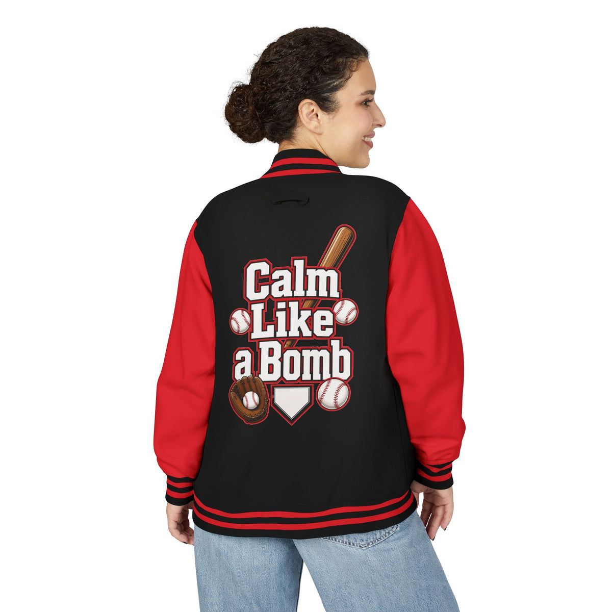 Stay Illegal Varsity Bomber Jacket - Calm Like a Bomb 00 (Plain-Sleeve)