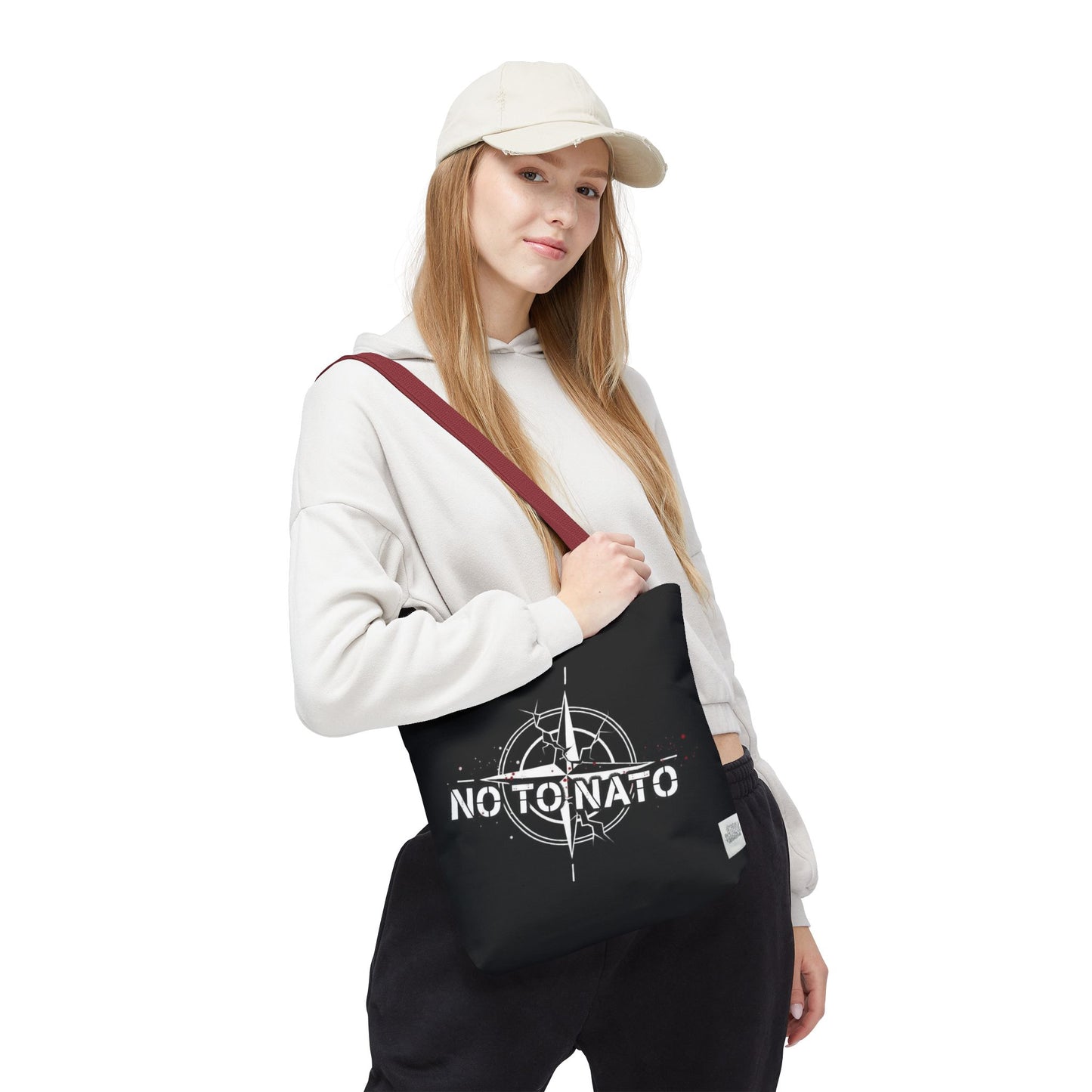 Bolso de mano negro NO A LA OTAN — Anti-OTAN inglés/ruso