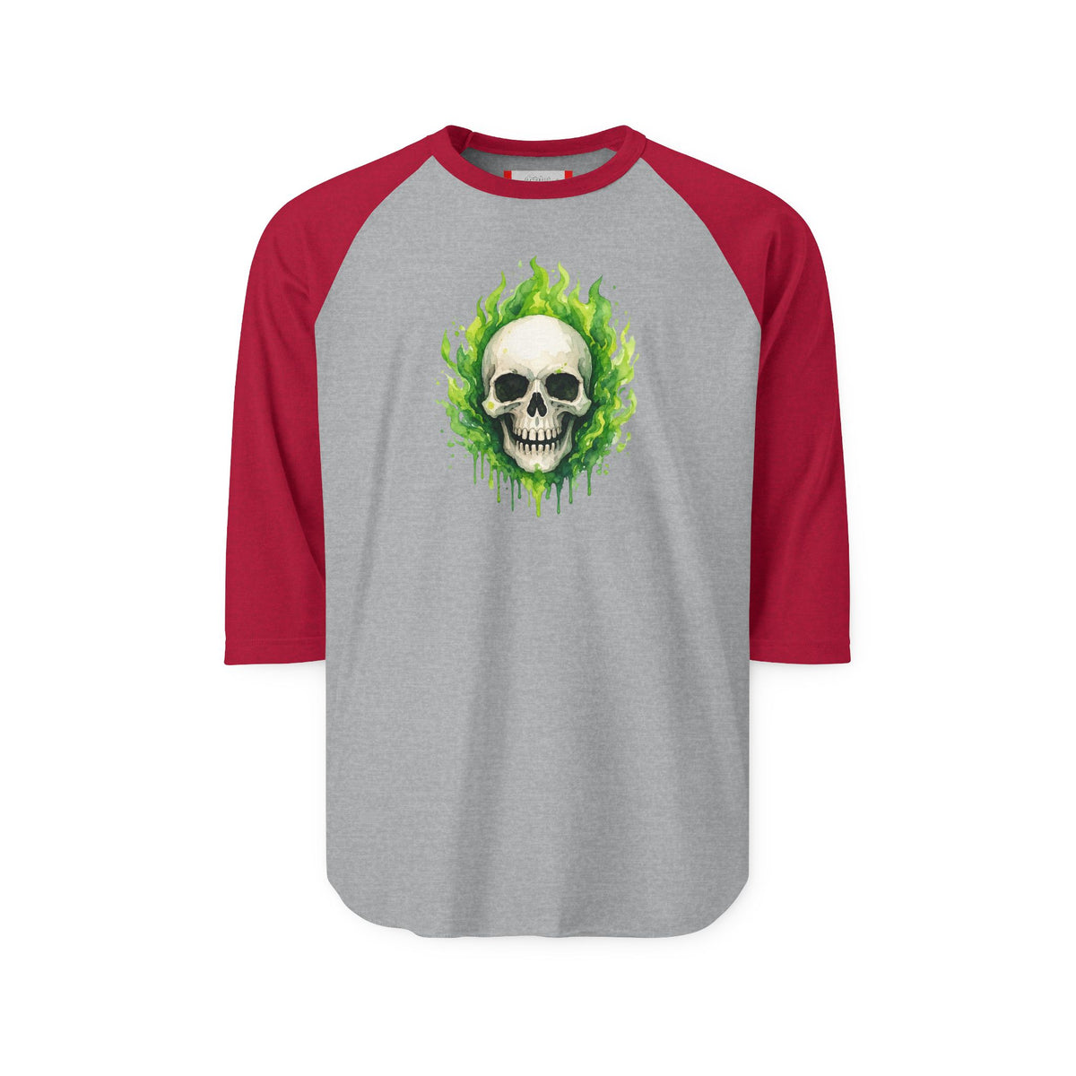 Stay Illegal Raglan 3/4 Sleeve T-Shirt — Green Skull