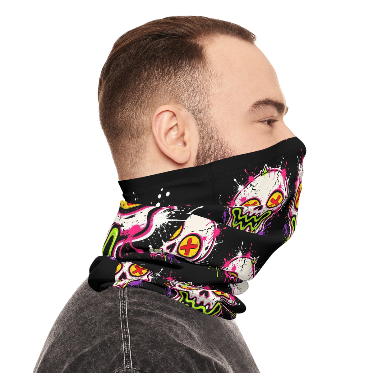 Lightweight Graffiti Neck Gaiter - Neon Face 3