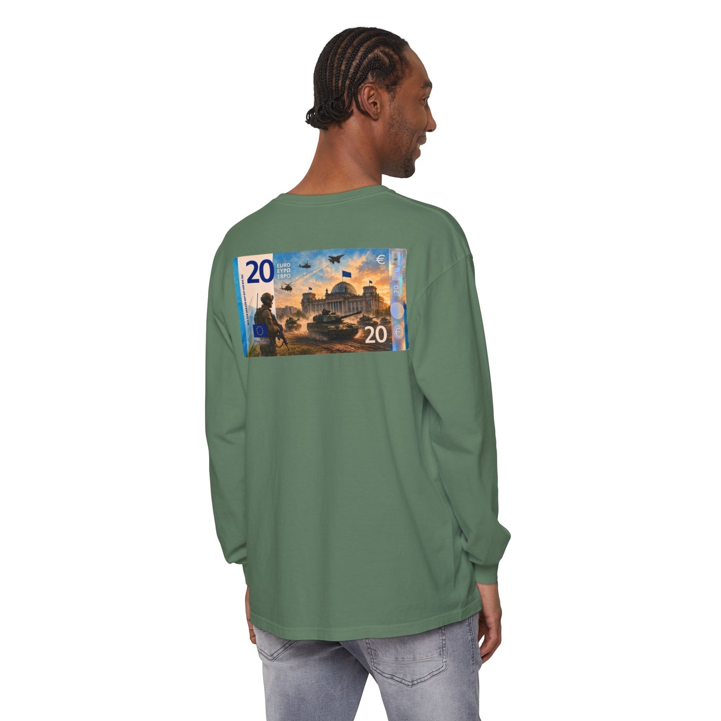 Long Sleeve Tee — More Europe 20euros Back Print