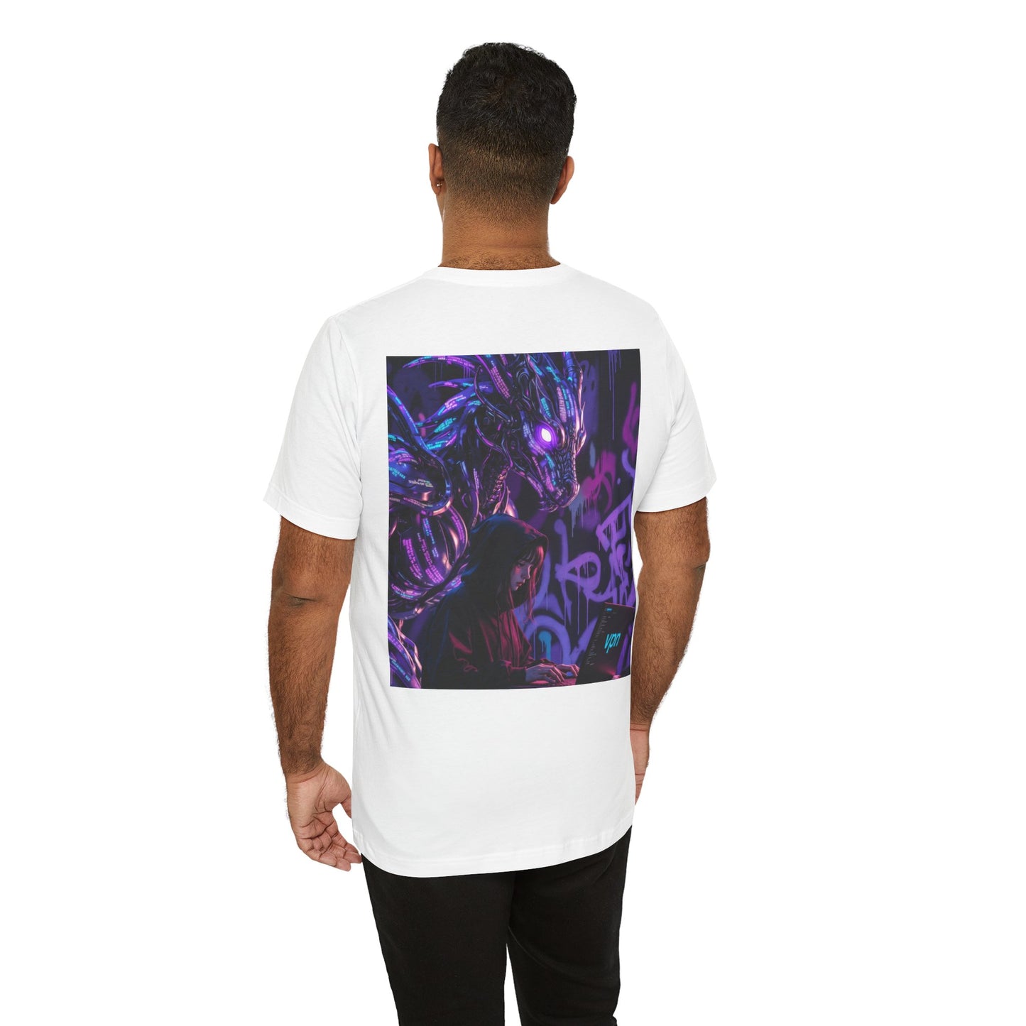 Back Print T‑Shirt — HACKER GIRL/DRAGON WATCHER VPN