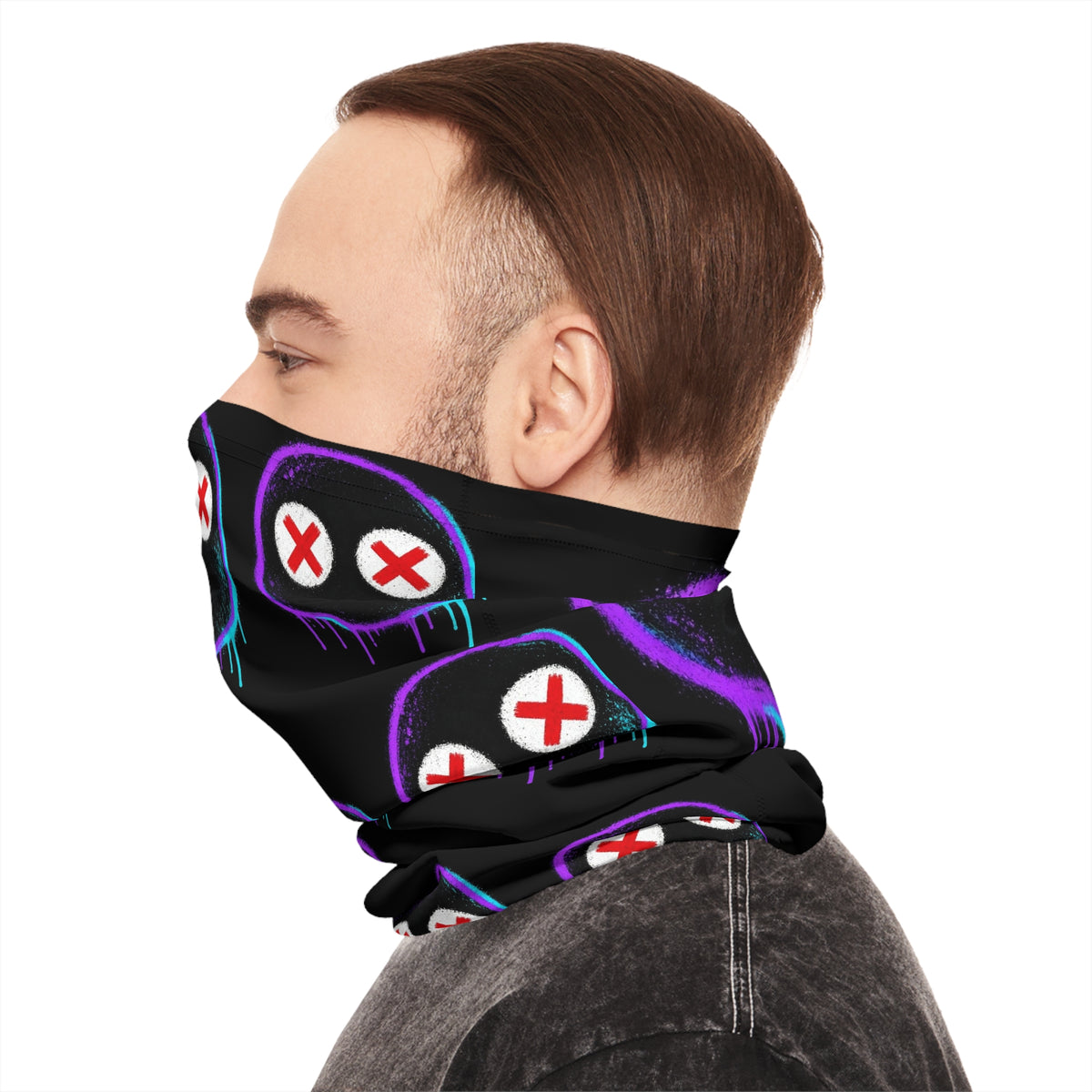 Lightweight Graffiti Neck Gaiter - Neon Face 7