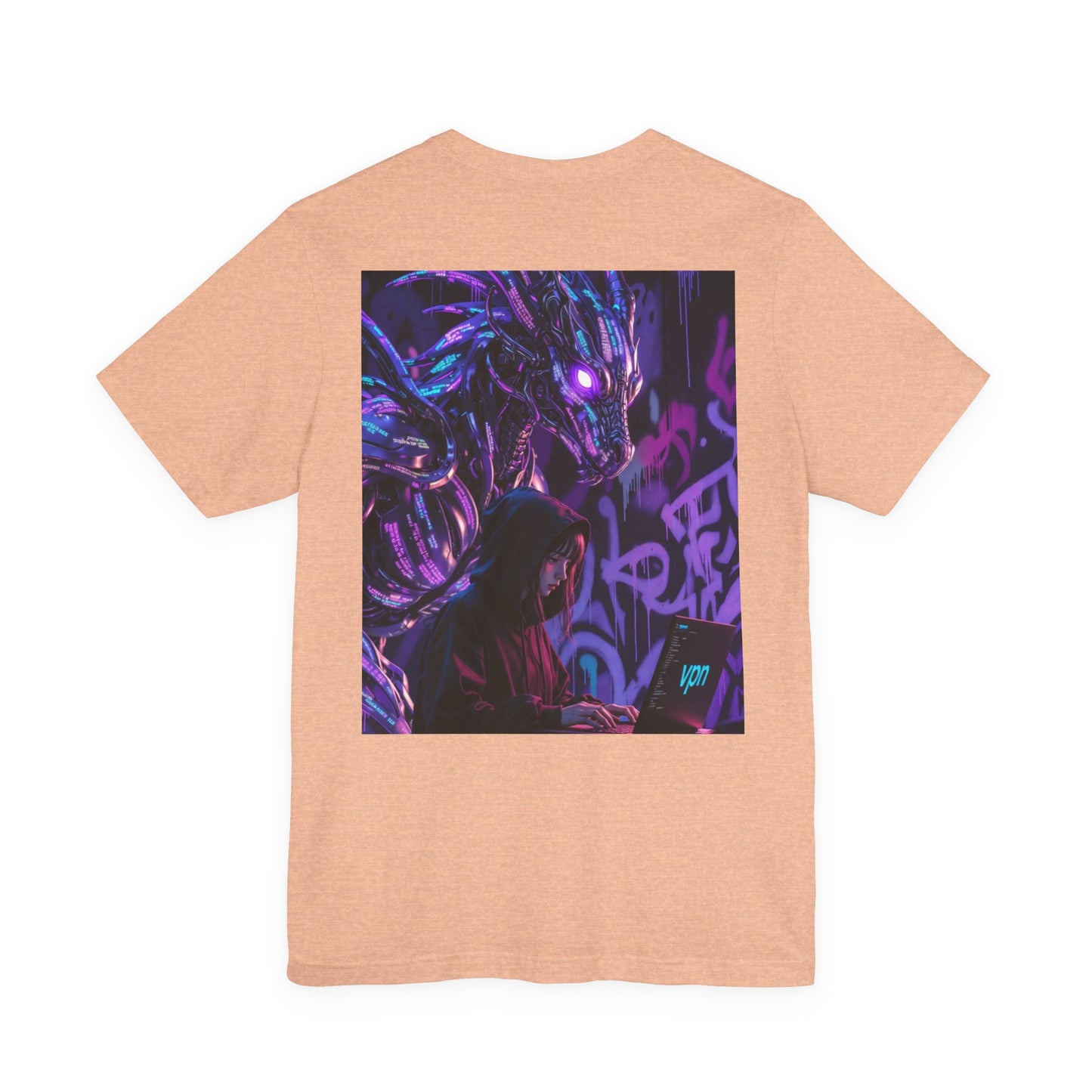 Back Print T‑Shirt — HACKER GIRL/DRAGON WATCHER VPN