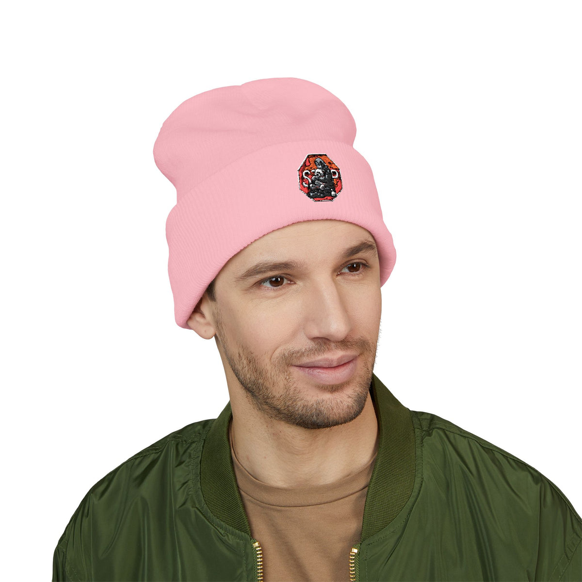 Embroidered Daruma Cuffed Beanie — Stop The Genocide Beenie Hat