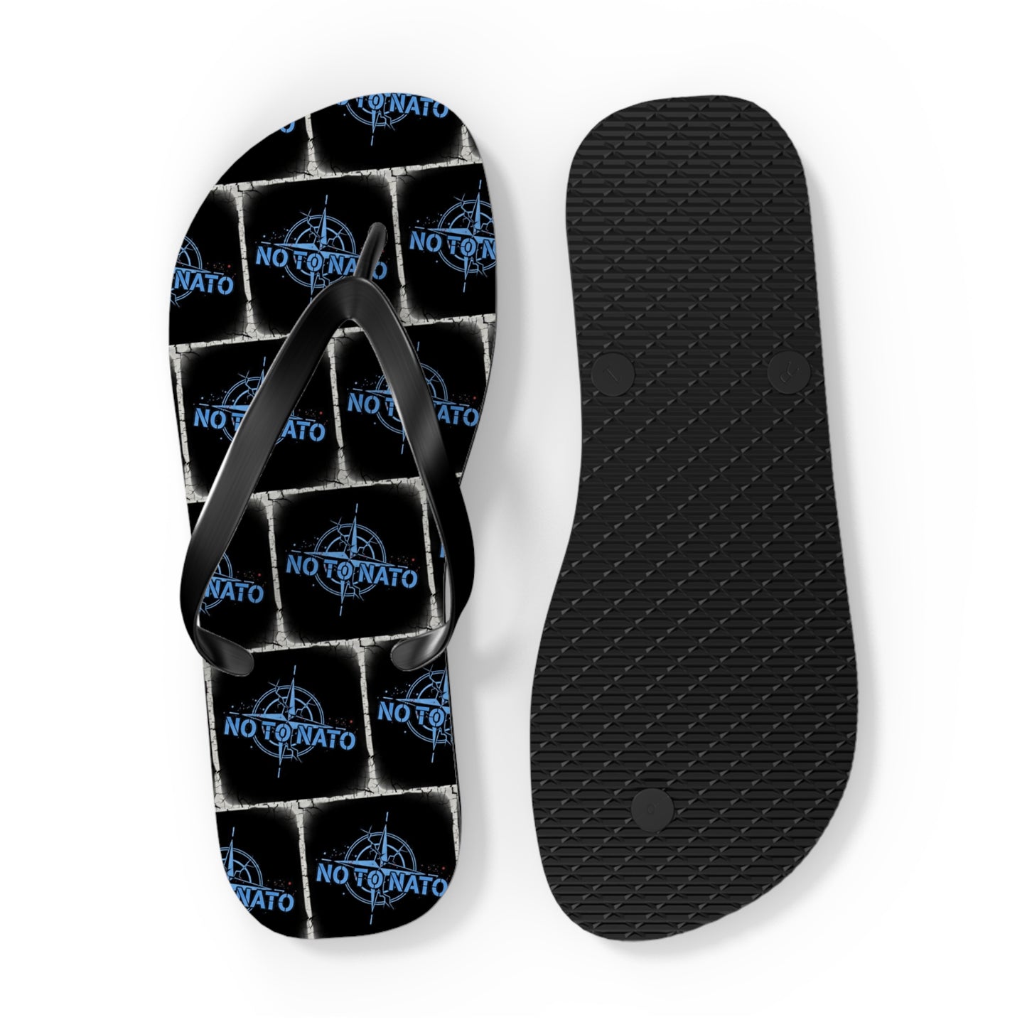 NO TO NATO Flip Flops – Blue Tile Protest