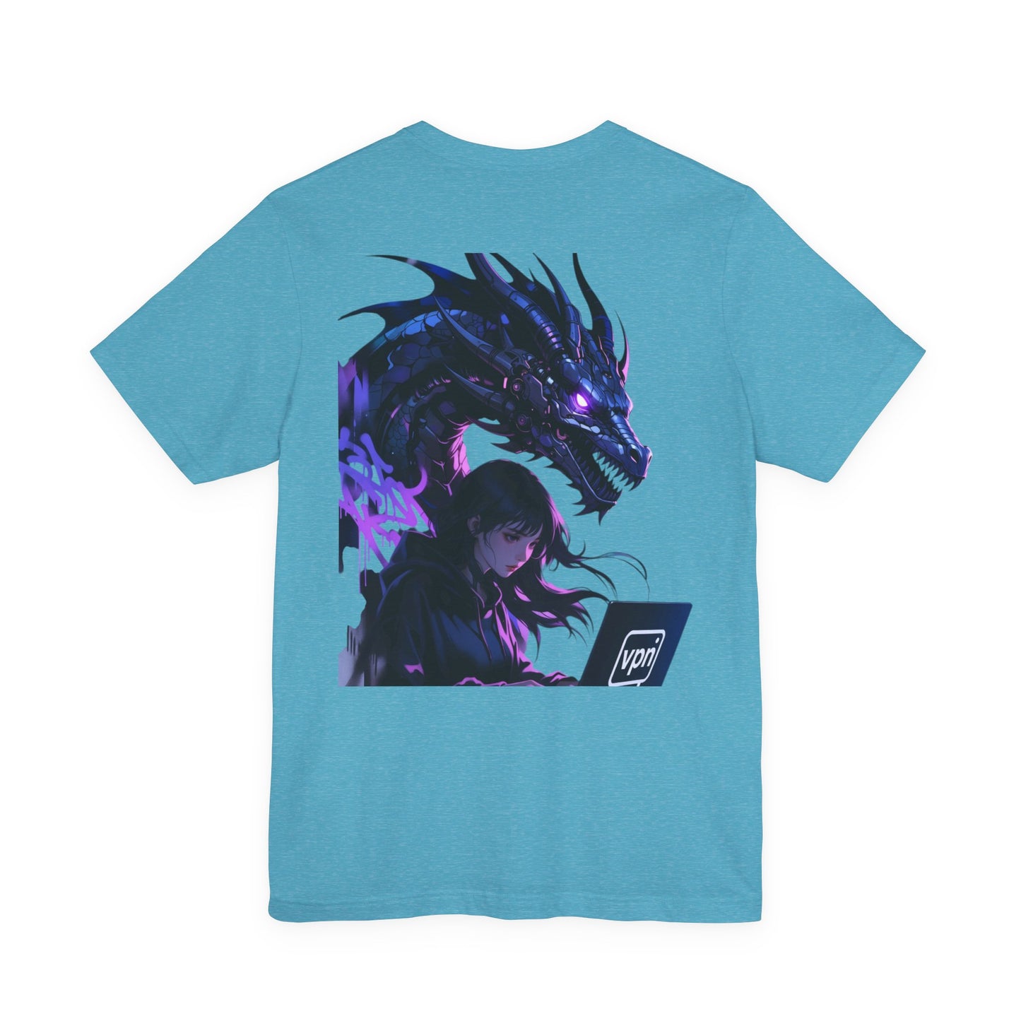 Back Print T‑Shirt — HACKER GIRL/DRAGON TEETH VPN