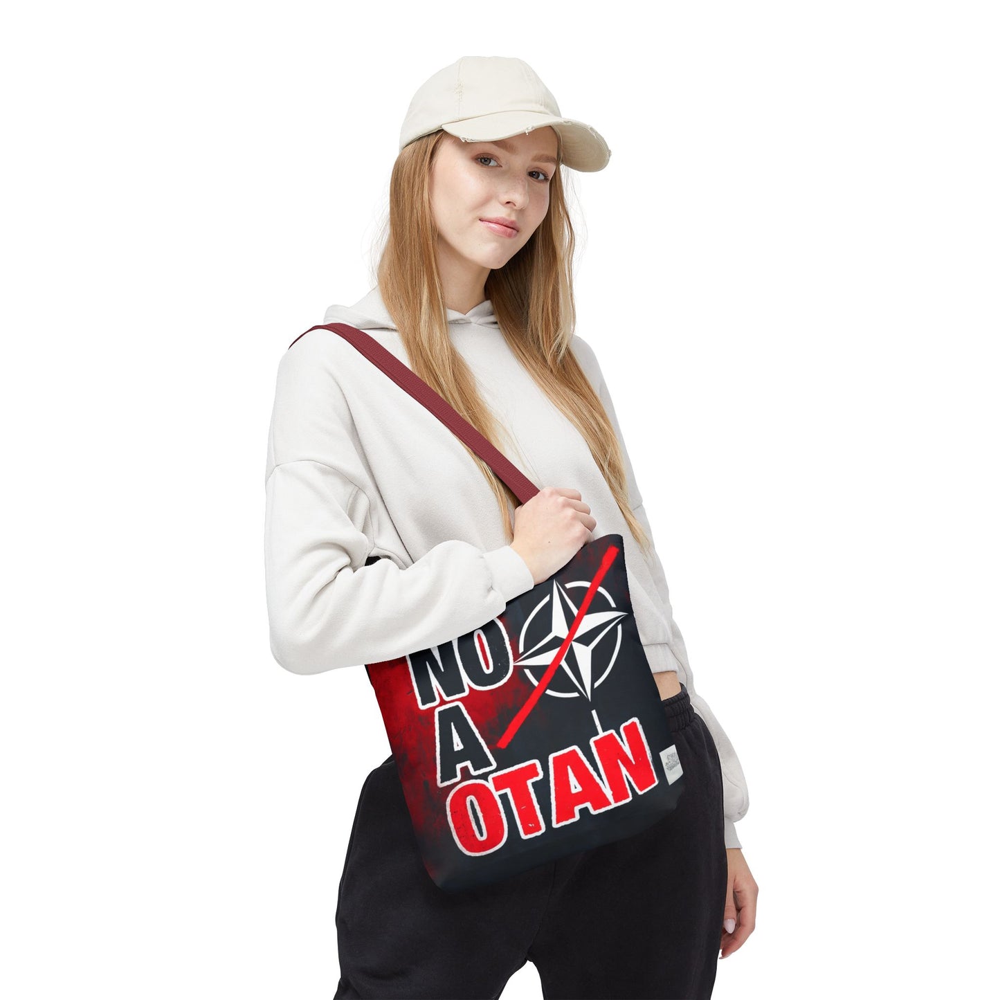 Bolso tote NO A OTAN negro/rojo — Anti-OTAN español/europeo